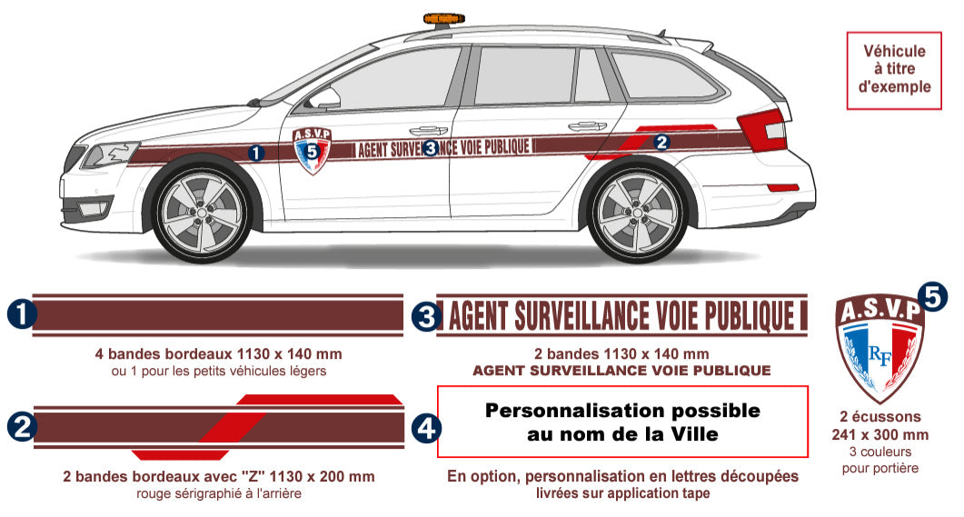 Sérigraphie Agent surveillance pour véhicule léger