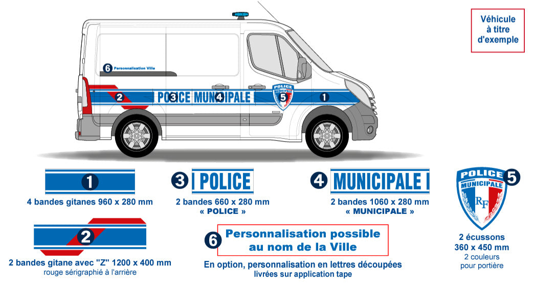 Sérigraphie Police municipale avec capot miroir pour véhicule utilitaire