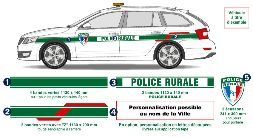 Sérigraphie Police rurale pour véhicule léger